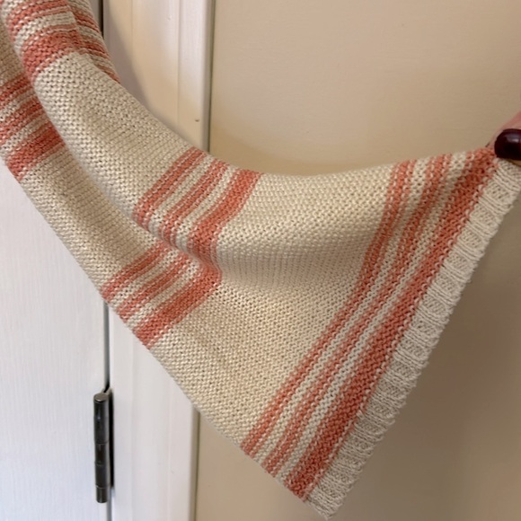 By Together coral and beige striped sweater with bell sleeves perfect fall top - Picture 3 of 4